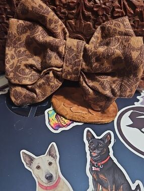 Handmade Brown Paisley Pet Collar Bow Tie Accessory NEW